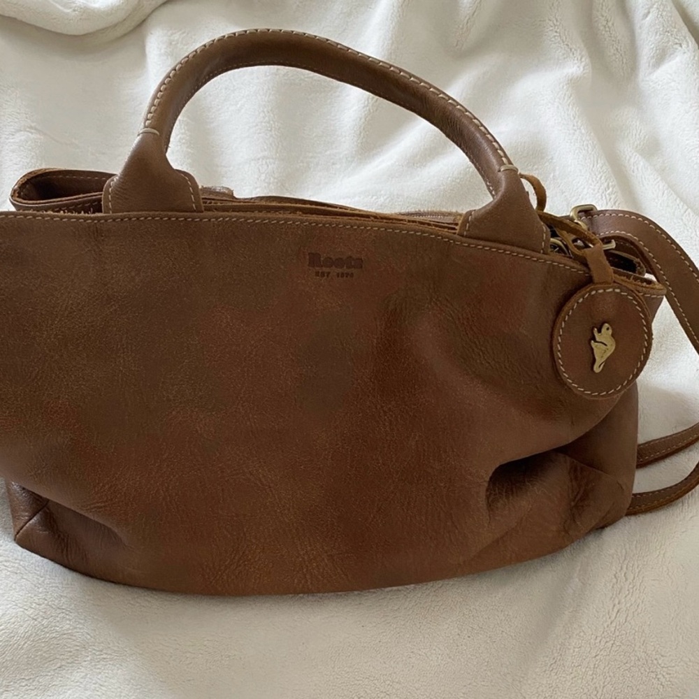 Roots Brown Leather Shoulder Bag